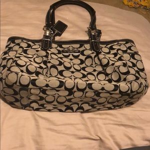Grey and Black Coach tote